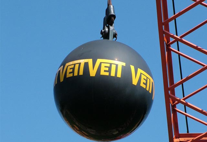 Veit's History - Wrecking Ball with Veit Logo On It