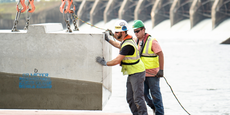 Veit Crew Installing Concrete Precast Weir Segments at Castle Rock