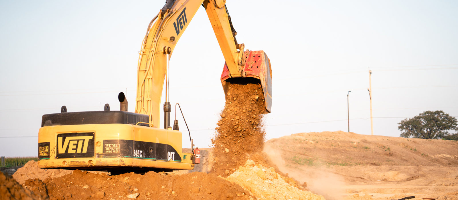 Veit's CAT 345C In Action at Kroger Pleasant Prairie Earthwork & Utility Project