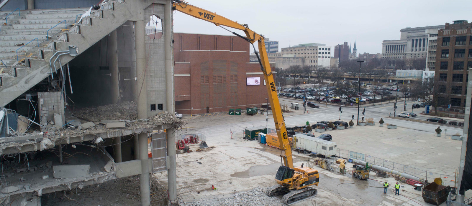 Excavator Destroying Bradley Center Building