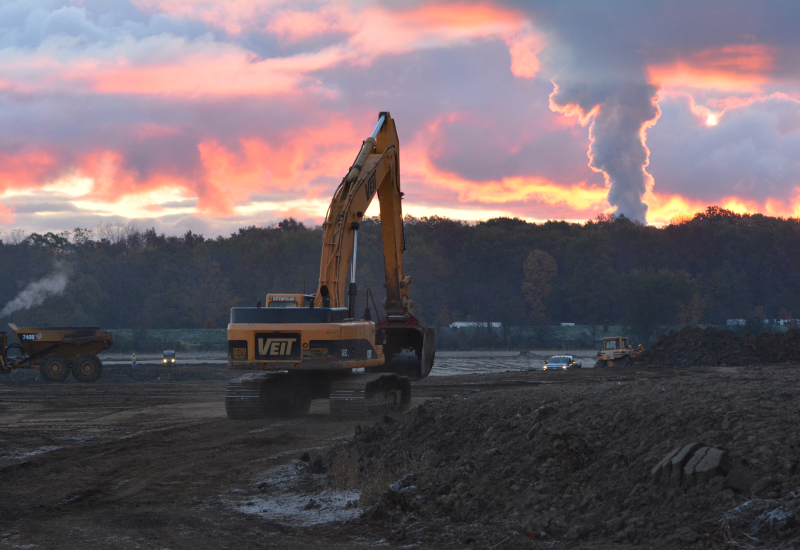 Sunset View Of Project Arrow With Excavator