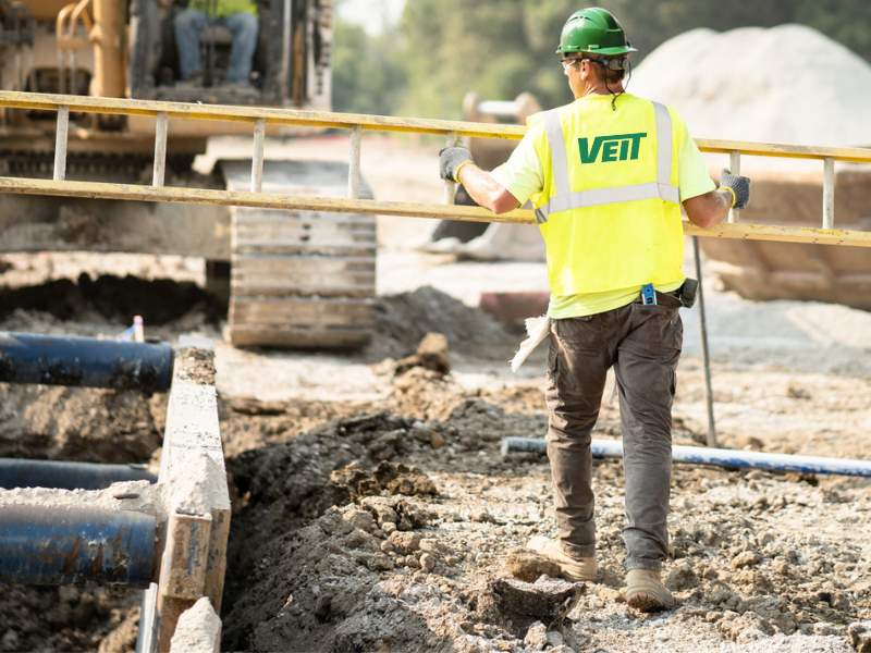Veit employee working on a commercial foundations project.