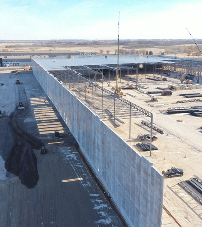 Drone shot of building data center