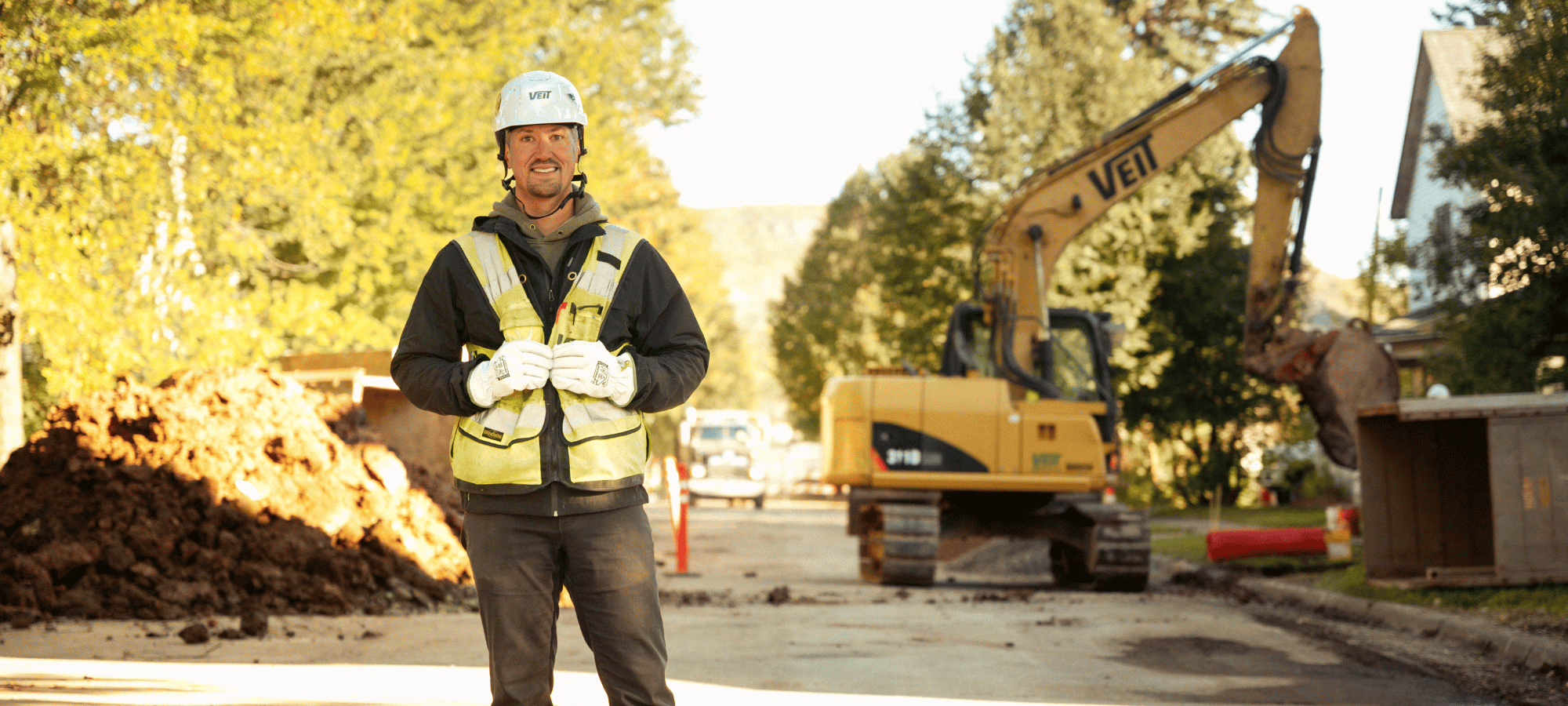 Construction worker on Veit job site