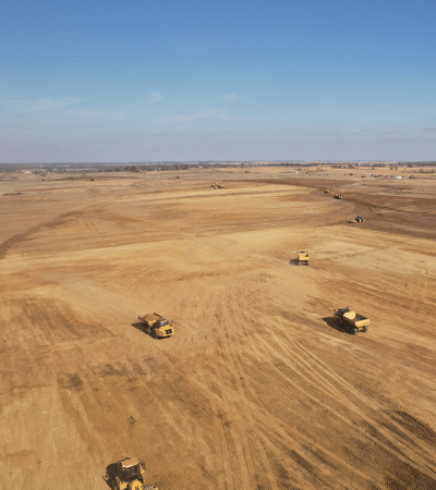 Bird's eye view of earthwork jobsite