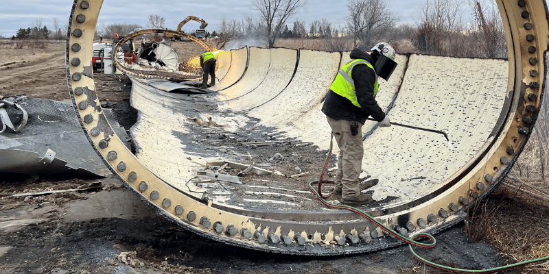 Veit worker demolition and torching